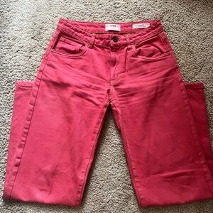 Cotton on red low rise straight jeans